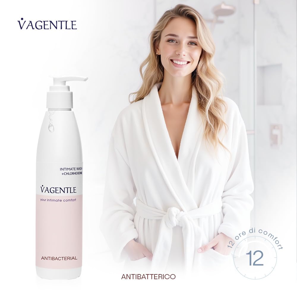Detergente Intimo Antibatterico con Clorexidina, per un Effetto Antibatterico Potente, Protezione da Infezioni e Odori, pH Bilanciato e Senza Sapone, Delicato per Uso Quotidiano, 250 ml