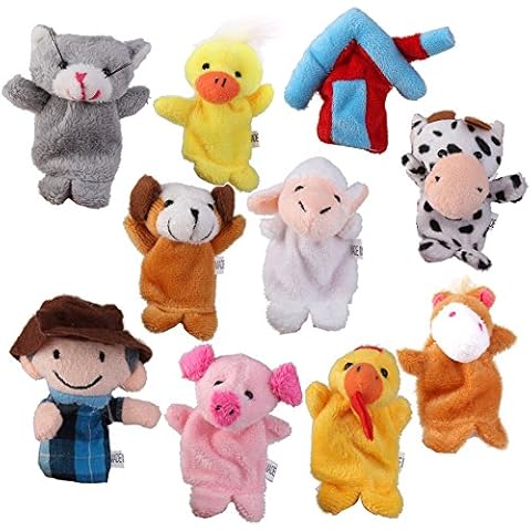 GEWNCS Old MacDonald Farm Animals Finger dolls Children Prefer Toys 10pcs, Multicolor (070860) Cover