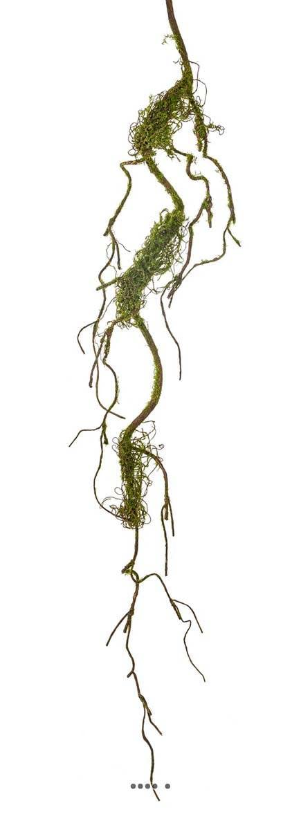 Artificielles.com Green - Branched Artificial Liana Branch With Realistic Moss H 102 Cm Forest - Dimtop: H 103 Cm - Colour: Forest