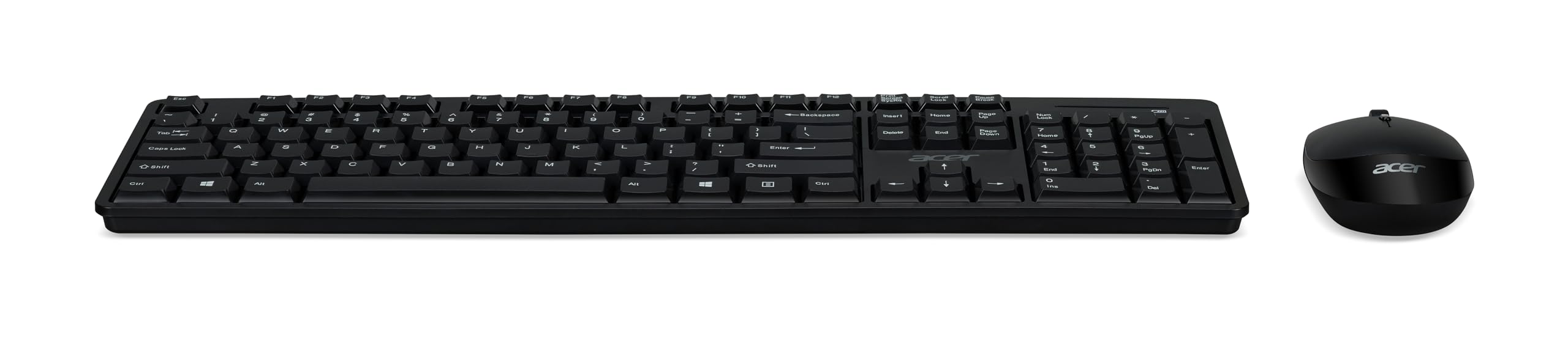 Acer Combo 100, Kit Tastiera e Mouse Wireless, Mouse Wireless 2.4GHz con 4 pulsanti e 1600 DPI, Tastiera Wireless 2.4 GHz, durata di vita 5 milioni di pressioni di tasti, AZERTY Layout Francese, Nero