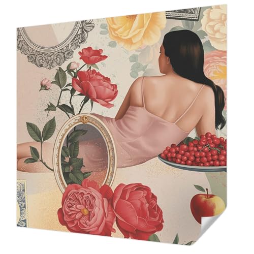Tulup Revestimiento Autocolante 250x250 cm Resistente a las Manchas para Dormitorio, Sala de Estar e Recibidor Autoadhesivo Moderna Decoración de Pared Fotográfico - Elegancia floral