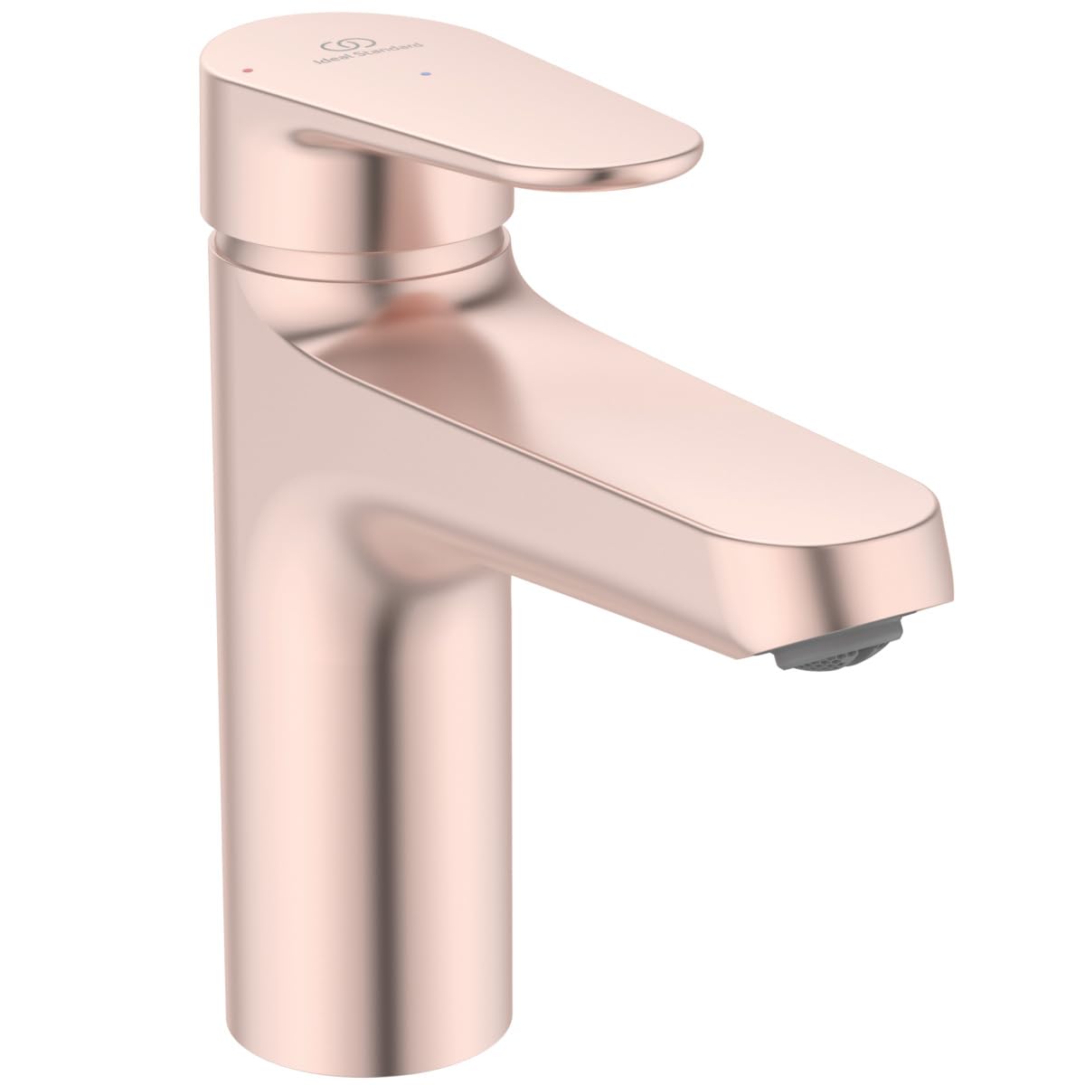 Ideal Standard – Alu+ Mélangeur de lavabo, 120 mm projection de jet, Redresseur de flux, économie d'eau, technologie Blue Start, système FirmaFlow, éléments de base en aluminium, Rosé