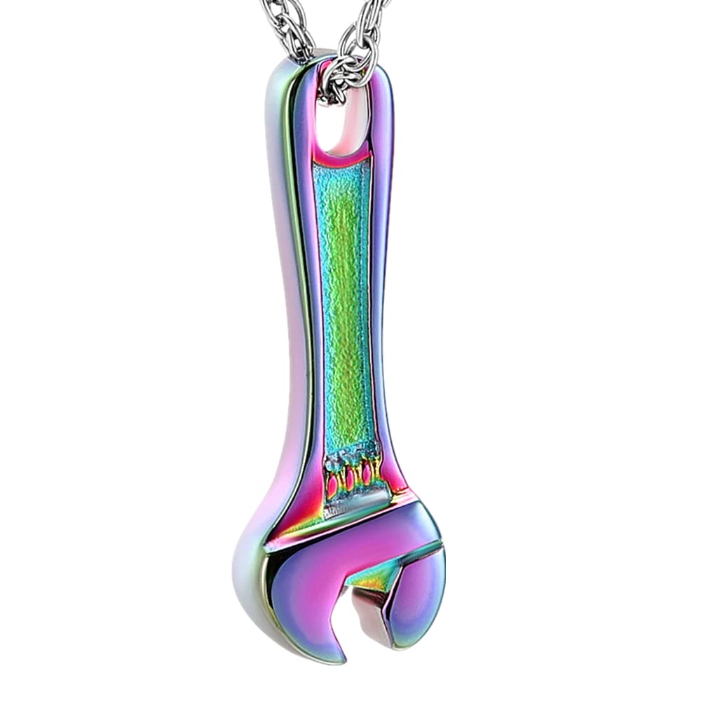 shajwo Wrench Urn Necklace for Ashes for Women Men Human Ashes Stainless Steel Hammer Cremation Jewelry for Ashes Pendant
