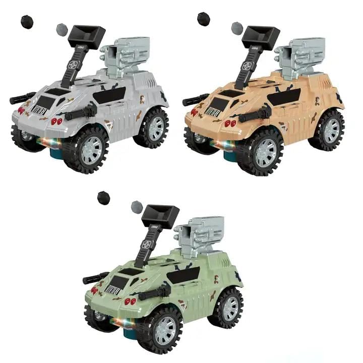 KRIREEN Electric Tank Toy Automatic Dropping Bombs Universal Driving Armored Car Model with Light Music Interactive Toys Best Gift for Kids & Children (Multicolor),(Pack of 1) 2