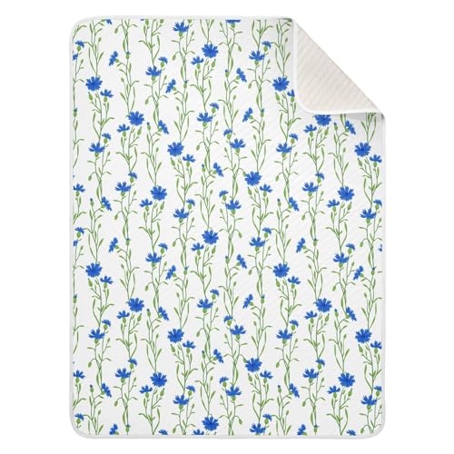 Image of Wild Meadow Flower Baby Swaddle Blanket for Boys and Girls, Cornflower Field Muslin Baby Receiving Swaddle Blanket, Soft Cotton Nursery Swaddling Blankets for Newborn Toddler Infant, 30x40 in
