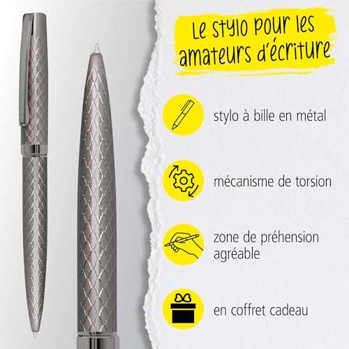 Set d'écriture Eleganza Diamond en titan avec plume iridium M et étui cuir