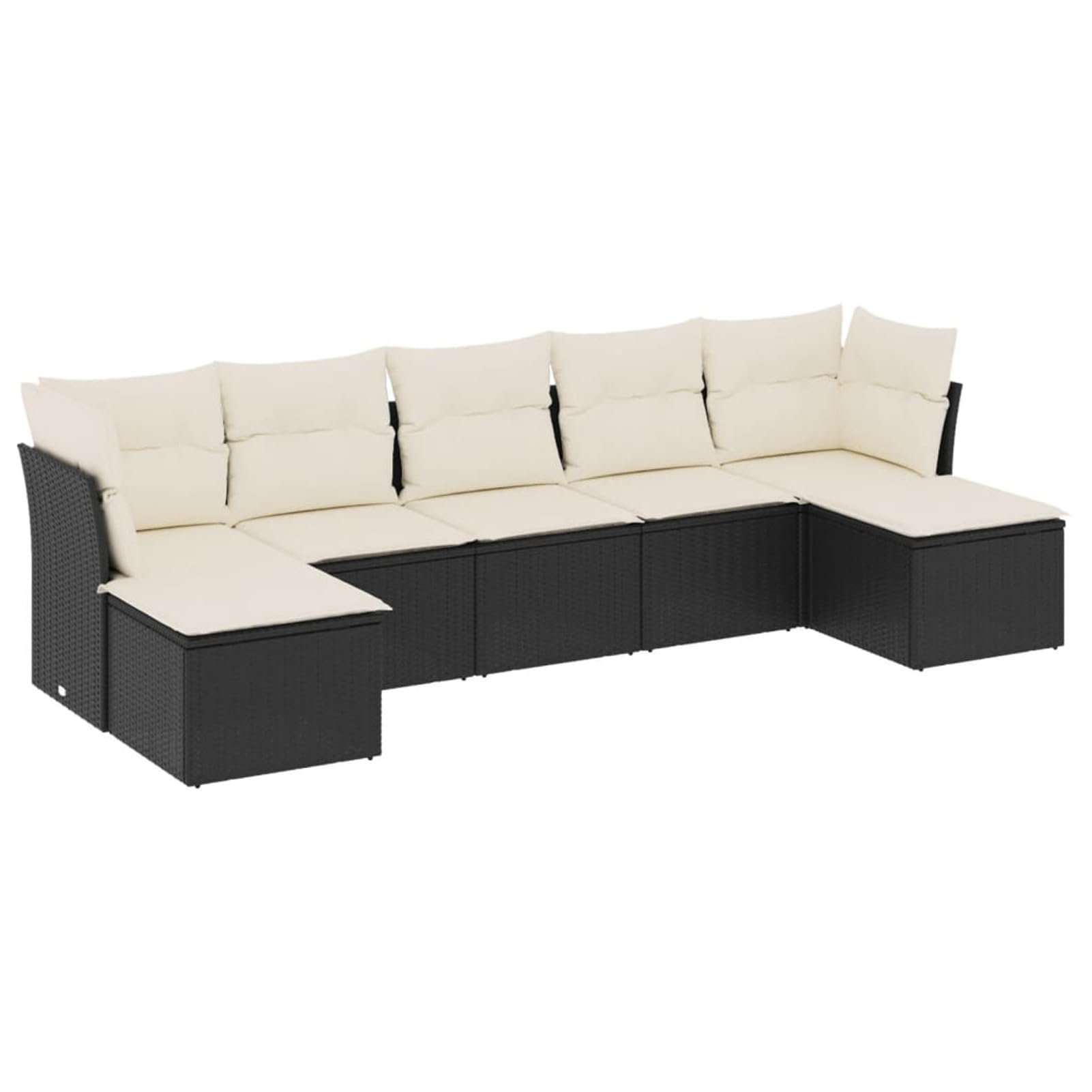 LAPOOH Set da pranzo da giardino 7 pezzi e cuscini in rattan sintetico nero, Set Tavolo e Sedie Giardino, Tavolo e Sedie Terrazza, Mobili da Giardino Esterno, Set Di Mobili Da Giardino - 3218026