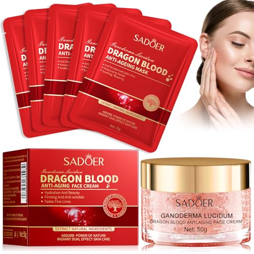 Crema Sangre de Dragon, con Mascarillas Faciales, Crema de Sangre de Dragón de Retinol, Dragon 's Blood Easy Cream, Piel Hidratante y Reafirmante, Antiarrugas, Ilumina el Tono de la Piel