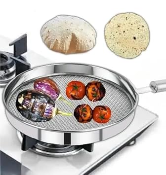 Culinary Crafts Phulka Grill Roaster with Steel Handle for Gas Stove, Tawa Jali, Pan Roaster Grill, Papad Jali, Mesh Brinjal (Completely Stainless Steel with Steel Handle) (SB-040)