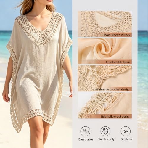 Image of Bathing Suit Cover Up for Women,V-Neck Summer Swimsuit Coverups Loose Swimwear Beach Dress for Pool Sea Party