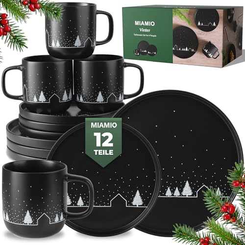MIAMIO - Geschirrset/Tafelservice, Weihnachtsgeschirr (12-Teilig...
