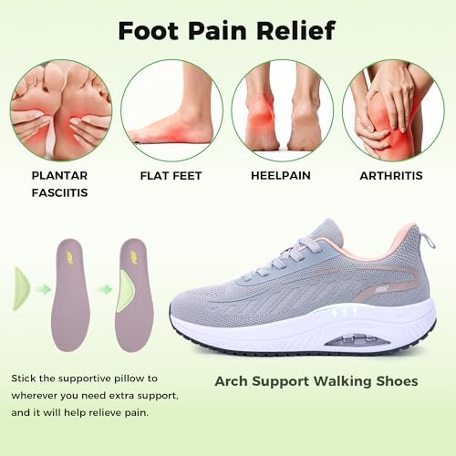 Image of RomenSi Women Arch Support Walking Shoes Plantar Fasciitis Sneakers Orthotic Tennis Shoes for Gym Workout All Day US 6-11