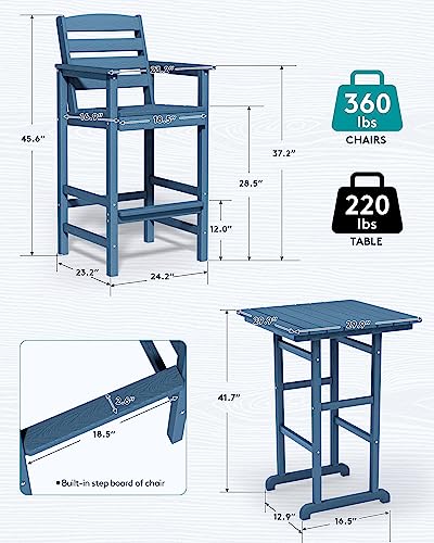 Serwall PATIO BAR SET Balcony Adirondack Chairs And Table 3 Pieces Set, Adirondack Bar Height Chairs Set Of 2 And Bar Table thumb #3
