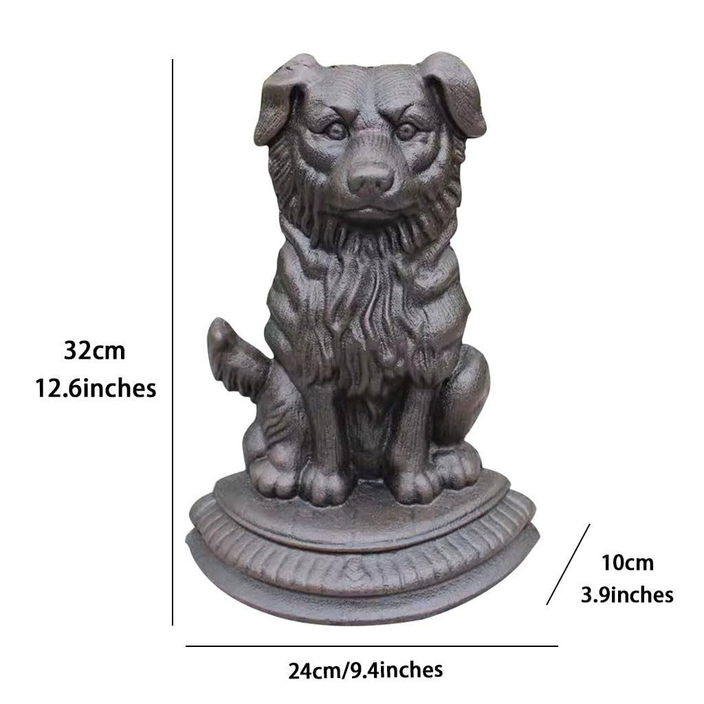 Kreativer Retro-Türstopper In Hundeform, Gußeiserner Türkeil Ohne Stanzen, Cartoon-Tierstatuen, Gartendekoration(Black Color)