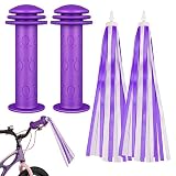 Firtink Fahrradgriffe Kinder, Fahrrad Kinder lenkergriffe 22mmwith Fahrrad Lenker Streamer 100mm Kinderfahrrad Griffe für Roller,Dreirad,Kinder Laufrad,Kinderfahrrad(Violett)