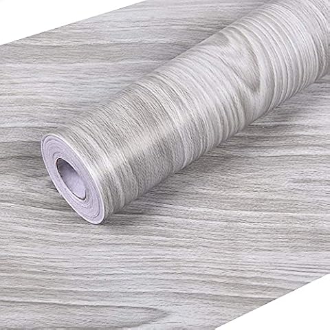 HATOKU 17.7" x 355" Grey Wood Contact Paper Wallpaper, PVC Self Adhesive Peel and Stick Wall Paper, Easy to Clean Decorative Wall Covering Cover