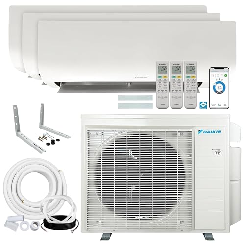 Daikin 36,000 BTU (12K + 12K + 12K) 20 SEER2 3-Zone Mini Split Air Conditioner Heat Pump R-32 System with Maxwell 15 ft. Installation Kits and Wall Mounting Bracket