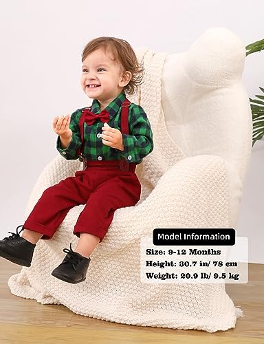 Image of A&J DESIGN Baby Boys Suits Infant Gentleman Formal Wedding Suspenders Outfit with Bowtie