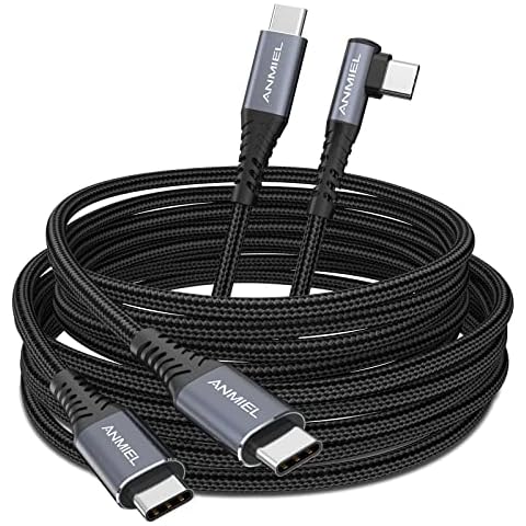USB C Cable 60W, [2-Pack 3M] ANMIEL Right Angle USB C to USB C Cable,3A PD Fast Charging Type C Cable Compatible with MacBook Pro 2021, iPad Pro 2021,Samsung Galaxy S22/S22+,S21 5G and More Cover