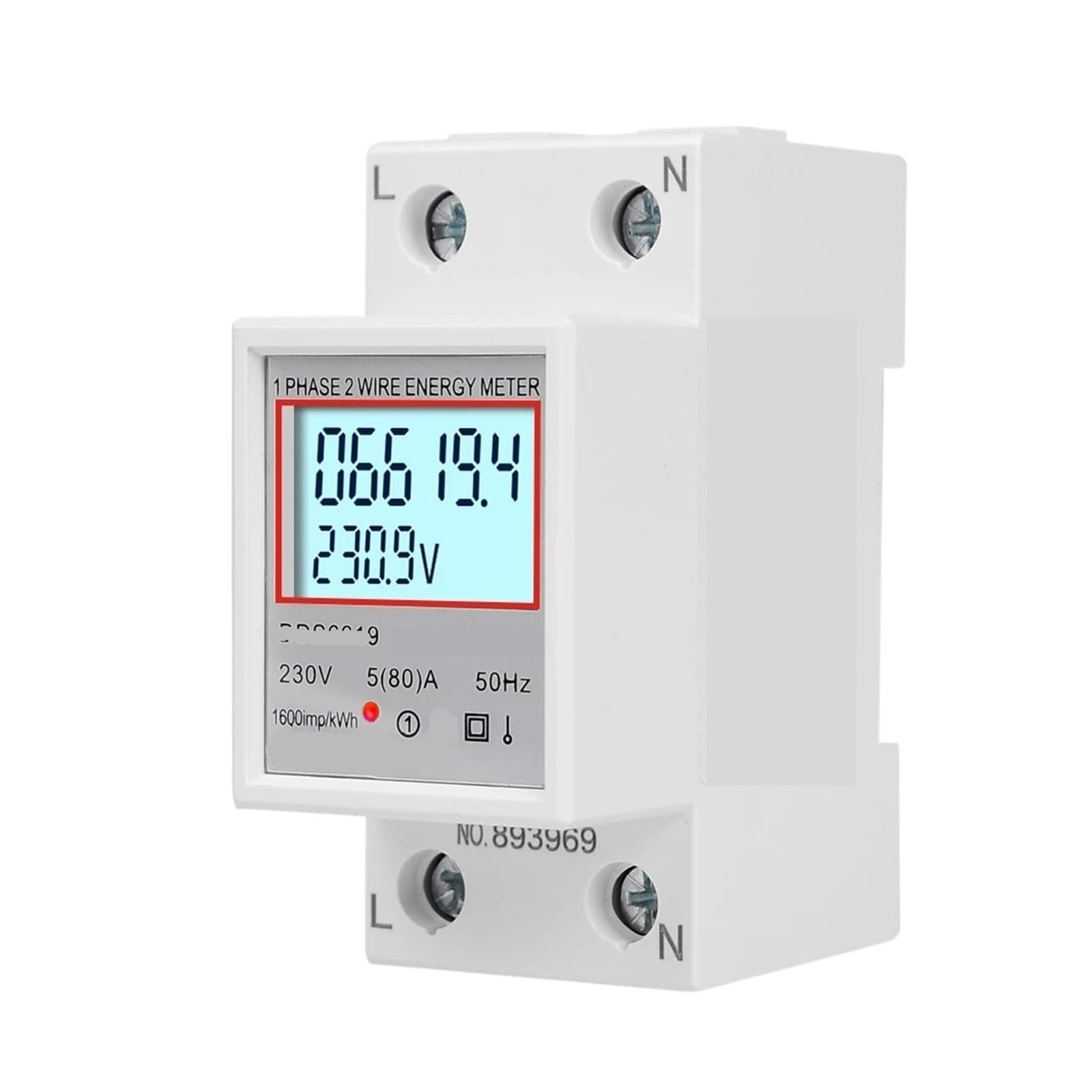 PXQCHAVLN Home Usage 80A Load 1 Phase 2 Wires LCD Digital Display Wattmeter Power Consumption Energy Electricity Meter AC 230V 50Hz(DDS6619-004)