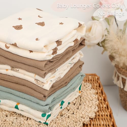 Image of Pea Pod Muslin Baby Lounger Cover 2 Pack Cotton Slipcover, Soft Breathable Infant Lounger Covers Only for Newborn Baby Nest Lounger Sheets for Cozy Naps 0-12 Months(Koala)