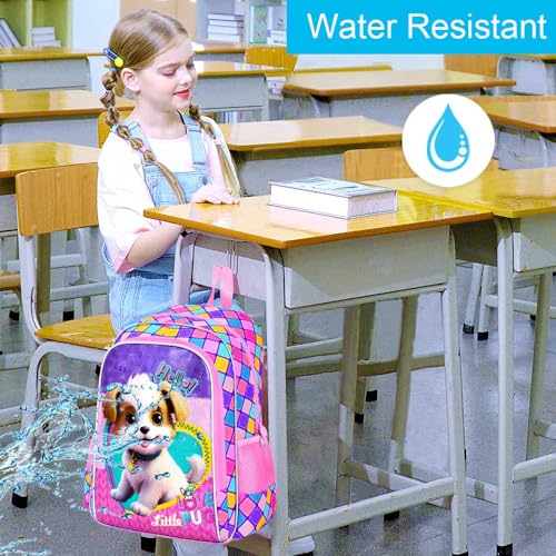 Image of CCJPX 3PCS Kids Backpack for Girls, 16 inchDog School Bookbag Set, Cute Water Resistant Elementary School Bag for Preschool Kindergarten Toddler