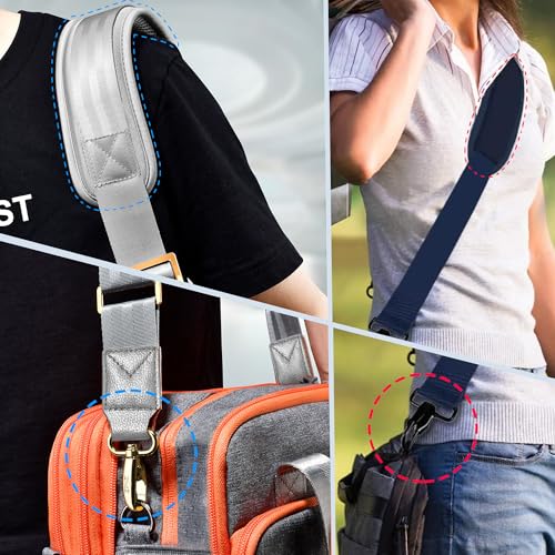 Image of ZINZ 60 inch Universal Bag Strap with Ultra-Thick Fixed Breathable Pad Adjustable Heavy-Duty Shoulder Strap for Laptop Bag Crossbody Luggage Gym Bag Camera Bag and More -Gray