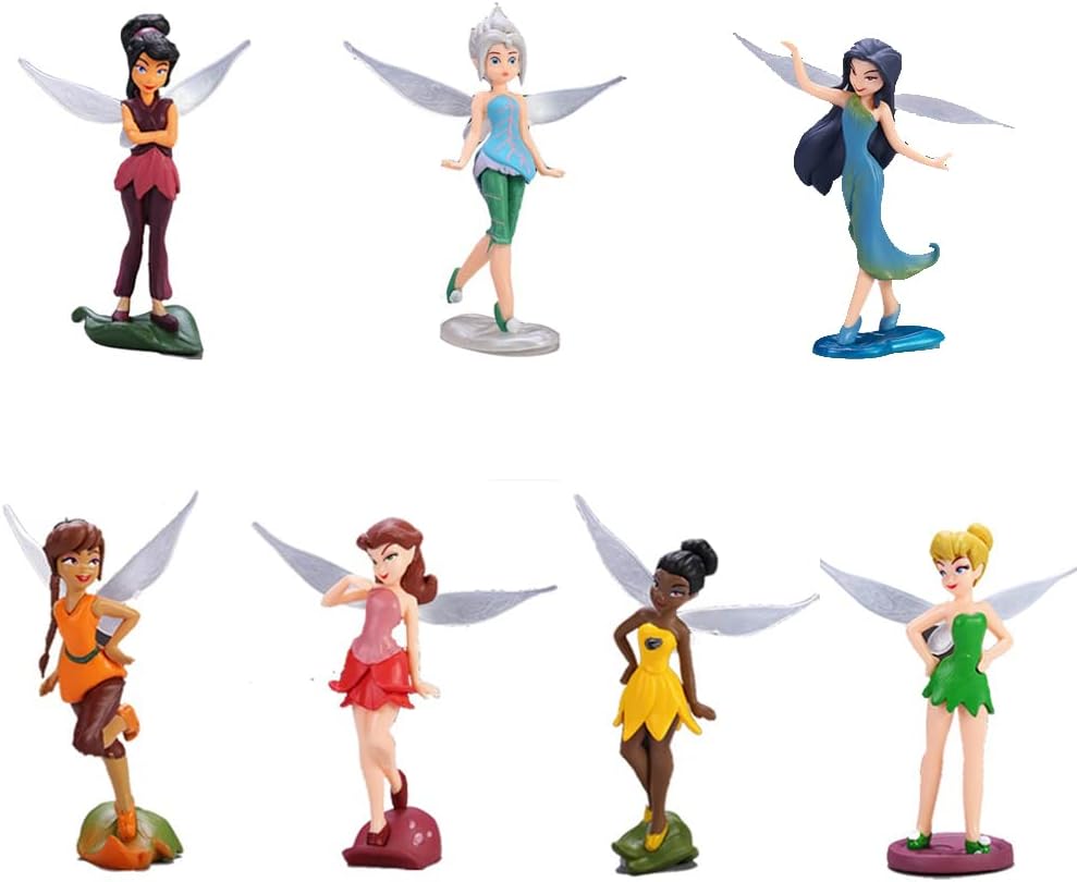 Tinkerbell Figure Toys Miniature Fairy Garden Ornament Fairy Pixie Girl Fly Wing DIY Dollhouse Decor, Princess Tinker Bell Fairy Model Dolls Gift for Children