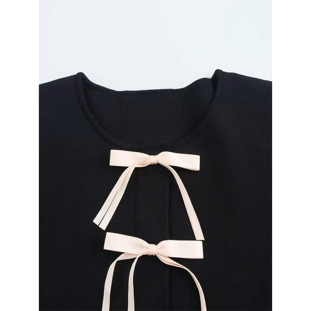 ZBDP - Chaqueta de punto clásica versátil con lazo para mujer