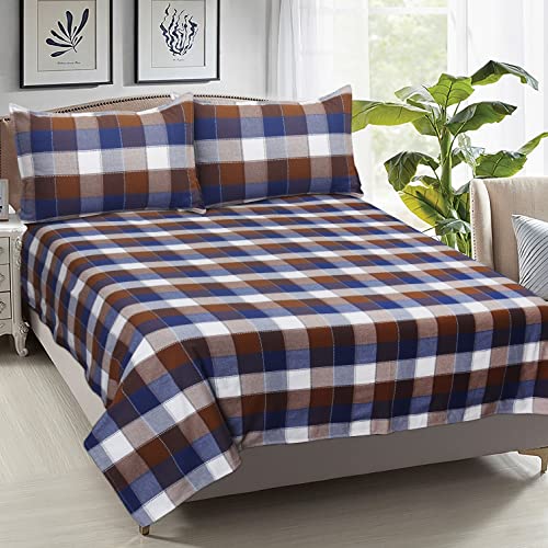 Image of AIRWILL, 200GSM Handloom Cotton Double Bedsheet with 2 Pillow Covers (Dobby Blue)