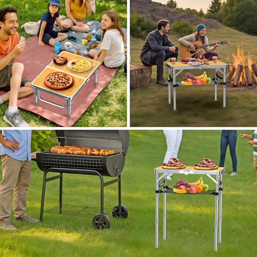 Table de camping réglable Anbte pour optimiser l'espace avec son filet de rangement - 5