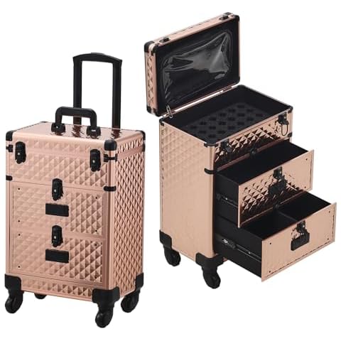 Qivange Aluminium Makeup Vanity Trolley Case Cover