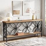 Tribesigns Mesa consola con estante, color marrón claro