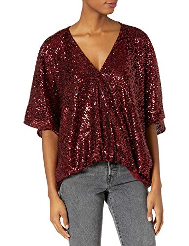 Trina Turk Women's Sequin Top, Garnet, MD/LG