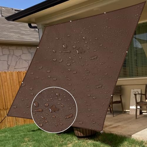 XiaZ 日除けシェード 2層撥水防水加工 雨よけ 防水サンシェード 400Dポリエステル 強度UP PU塗装 接合部水漏れ防止 紫外線UVカット ベランダサンシェード オーニング 庭用タープ 撥水 シェード 屋外・庭先・クールシェード・廊下・庭下・デッキ ・キャンプ ・野外活動 簡単設置 固定ロープ 付属 モカ色2×2.5Mサイズ