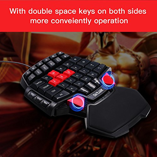 KKmoon Delux Tastiera di Gioco con Una Sola Mano con Cavo USB PortatileT9 47-Key