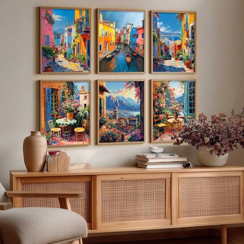 Image of kotart - City view wall Paintings with Frame for Home Decoration - Painting Living Room Bedroom Office hanging frames Set of 6 - (14X20 Inch, E)