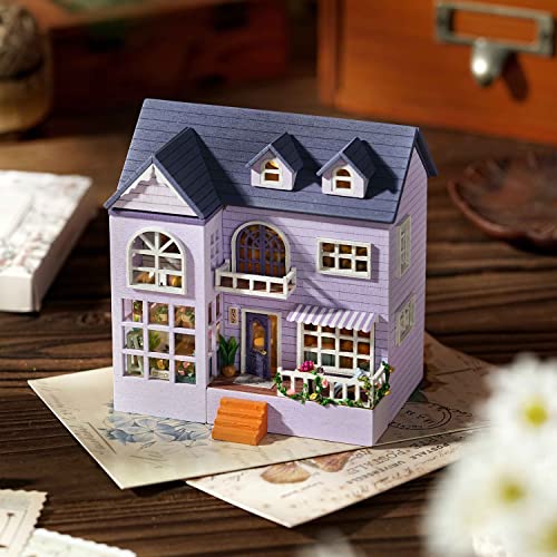 Image of TuKIIE DIY Miniature Dollhouse Kit with Furniture, 1:32 Scale Creative Room Opened & Closed Mini Wooden Doll House for Kids Teens Adults(Happy House)