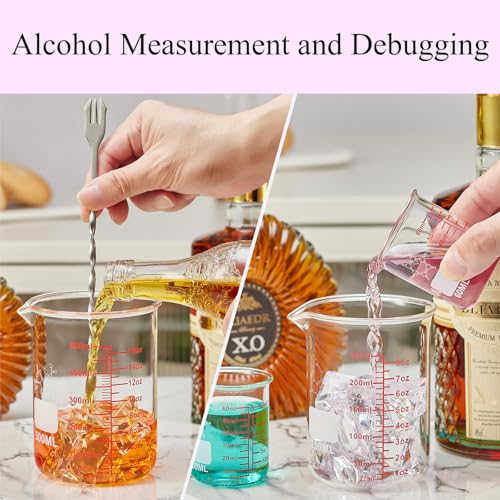 Image of High Borosilicate Glass Measuring Cup Set-V-Shaped Spout,Includes 60ml(2OZ), 120ml(4OZ), 250ml(8OZ), 500ml(16OZ), and 1000ml (32OZ) for Kitchen or Restaurant, Easy to Read