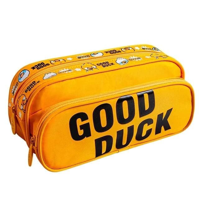 Image of DEOXY Large Capacity Pencil Bag, Transparent Cream Pencil Pouch with Zipper Closure Portable Makeup Pouch, Case Cute Stationery Bag for Students Girls Adults Office with Pockets(Good Duck)