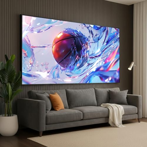 Art mural moderne basketball toile grand format éclat d'eau