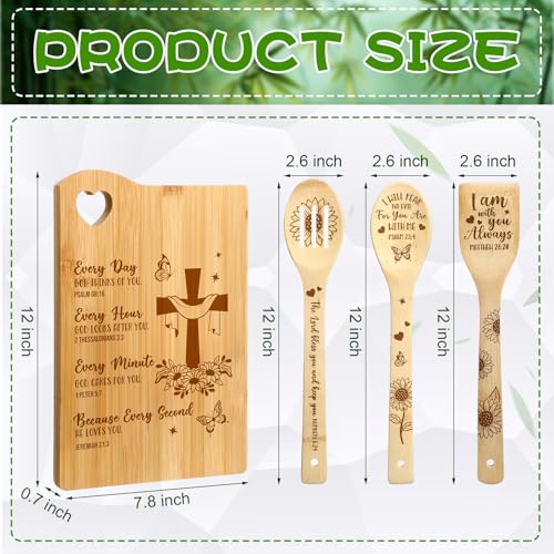Set de 4 utensilios de cocina de bambú con mensaje cristiano miniatura 2