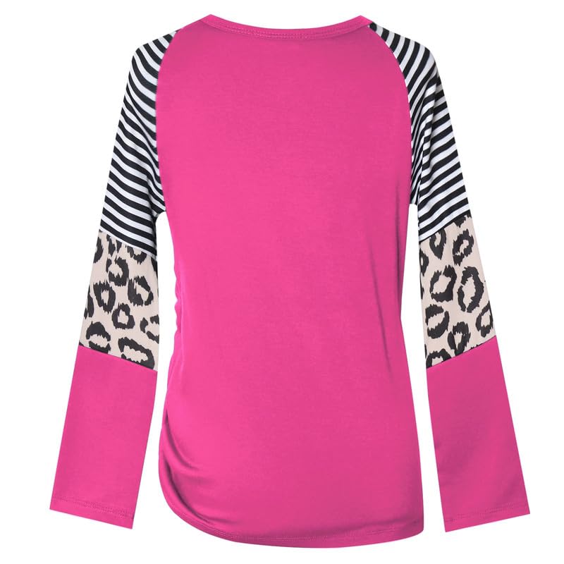 Image of Mirawise Girls Casual Long Short Shirts Tunic Tops Tee Shirt T-Shirts Side Tie Blouse 4-13 Years