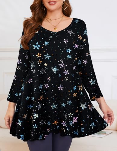 Image of LARACE Plus Size Tops for Women 3 /4 Sleeve Shirts V Neck Tunic Tops Blouses