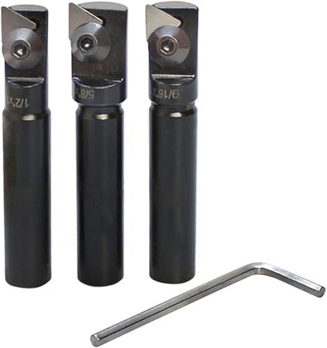 Miniatura 4 de Juego de 3 mini molinos de extremo indexables con vástago de 1/2 pulgada x 1/2 pulgadas, 9/16 pulgadas, 5/8 pulgadas