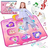 Dance Mat Toys for Kids,Unicorn Toys for Girls Electronic Dance Pad,5 Levels,Adjustable Volume,LED Kids Musical Mat,Built-in Music,Best Christmas & Birthday Gifts for 3 4 5 6 7 8 9+ years old kids