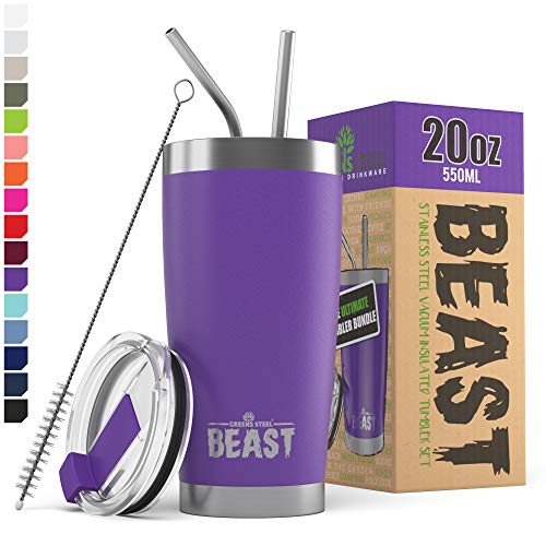 BEAST 20 oz. Tumbler Stainless Steel Vacuum Insulated Coffee Cup Double Wall Travel Flask (20 oz, Deep Purple)