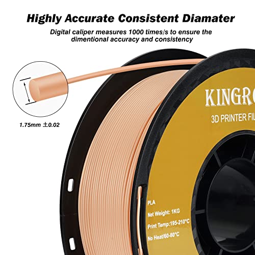 Image of Kingroon PLA 3D Printer Filament,10 Rolls, Dimensional Accuracy + /- 0.03 mm, 10kg Spool(22lbs),1.75 mm,Skin