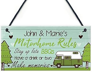 RED OCEAN PERSONALISED Motorhome Rules Sign Caravan Rules Sign Caravan Sign Novelty Gift