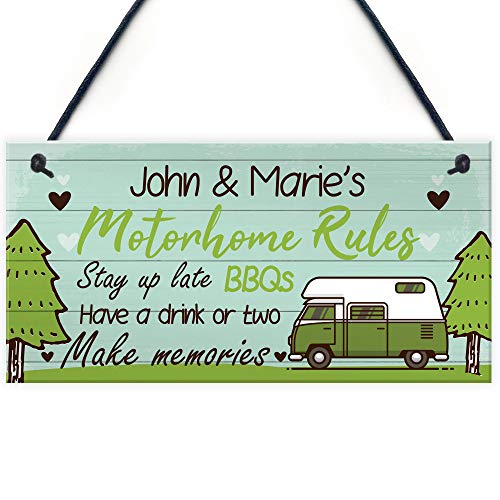 RED OCEAN PERSONALISED Motorhome Rules Sign Caravan Rules Sign...